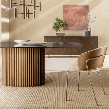 Riflessi - Enea Table avec Base en bois